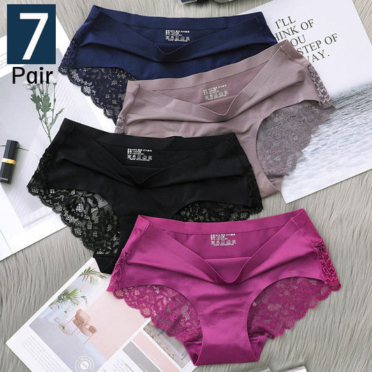 7Pcs Pantalon femme exy Culotte 2022 Femme Iace lingerie Couleur unie Slip sans couture Slip taille moyenne Femme sous-vêtements en coton